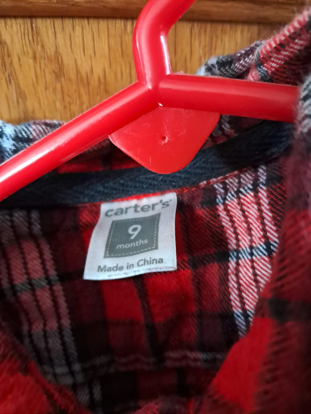 Kids Red Plaid One-Piece Romper with Heather Gray Sleeves